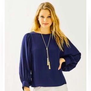 NWT Lilly Pulitzer Maisel Top True Navy with Gold Accents